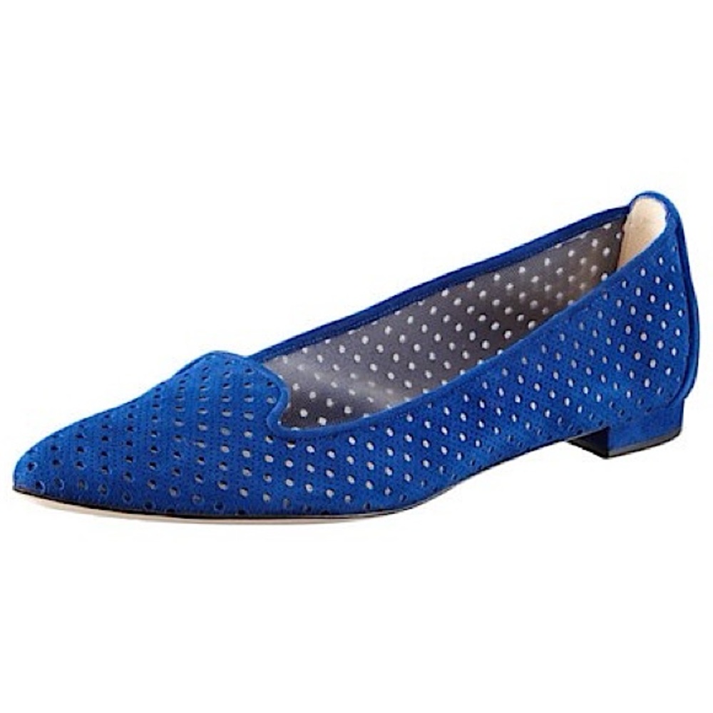 Manolo Blahnik Sharifac Perforated Suede Flat in Blue Size 35.5 or 5.5 US